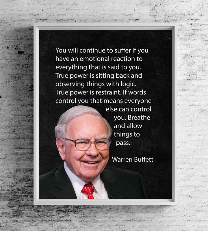 Warren Buffett Quotes-"True Power Is Observing Things With Logic"- 8 x 10" Motivational Wall Art Print-Ready to Frame. Vintage Home-Office-Classroom D?cor. Perfect Gift to inspire Self-Improvement.