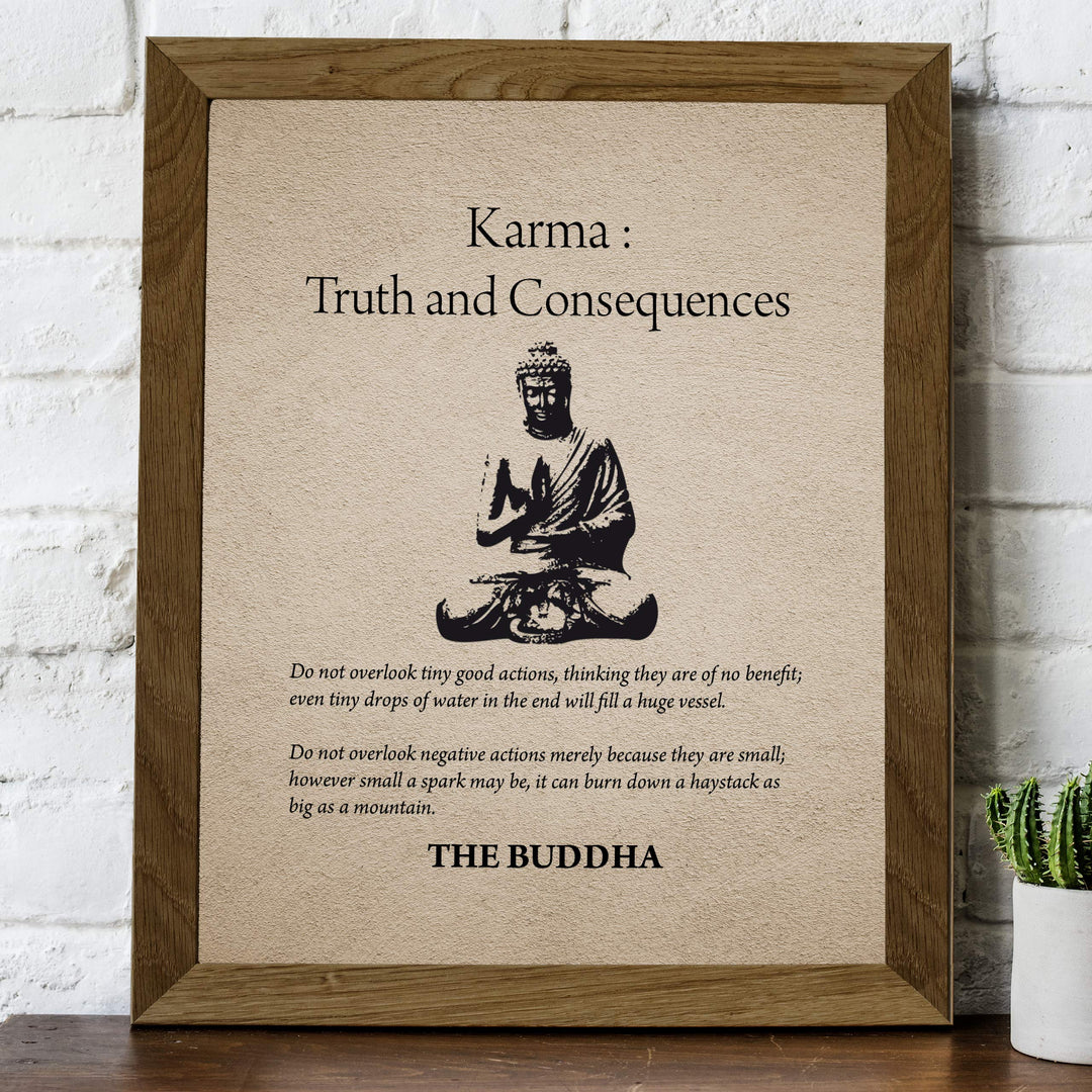 Buddha-"Karma-Truth &amp; Consequences" Spiritual Quotes Wall Art- 8 x 10" Modern Inspirational Wall Print with Buddha Image-Ready to Frame. Home-Studio-Office D?cor. Great Zen Gift &amp; Reminders on Karma!