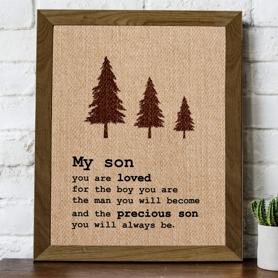 My Son-You Are Loved Inspirational Wall Art Sign -8 x 10" Replica Burlap Typographic Poster Print-Ready to Frame. Perfect Home-Bedroom-Nursery Decor. Lifetime Keepsake for Any Son On Any Occasion!