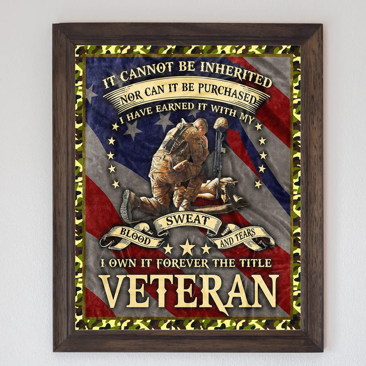 I Own It Forever-The Title Veteran American Military Wall Art -8 x 10" Patriotic USA Flag Print -Ready to Frame. Home-Office-Garage-Bar-Shop Decor. Great Gift of Gratitude for Military-Veterans!