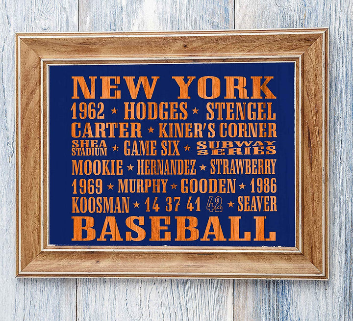 "Baseball-New York Mets"-Retro Sports Wall Art Decor- 10 x 8"