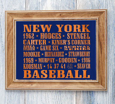 "Baseball-New York Mets"-Retro Sports Wall Art Decor- 10 x 8"