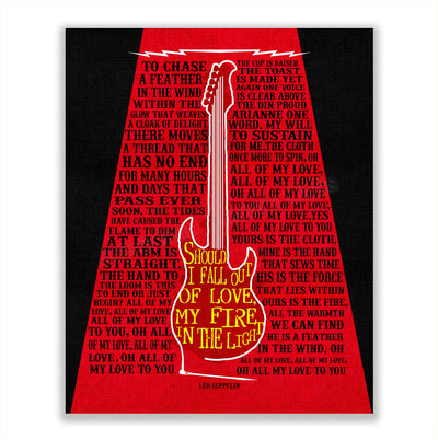 Led Zeppelin-"All My Love" -Song Lyrics Wall Sign -11 x 14" Rock Music Poster Print-with Guitar Image-Ready to Frame. Home-Office-Studio-Bar-Cave Decor. Perfect Anniversary Gift for Zeppelin Fans!