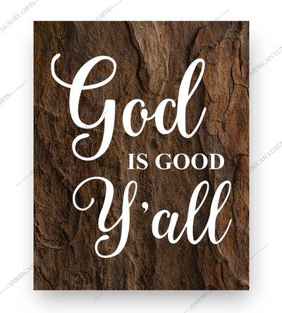 God Is Good Y'all Inspirational Quotes Wall Art -8 x 10" Rustic Christian Poster Print-Ready to Frame. Motivational Decor for Home-Office-Farmhouse-Church. Great Sign for Faith and Inspiration!