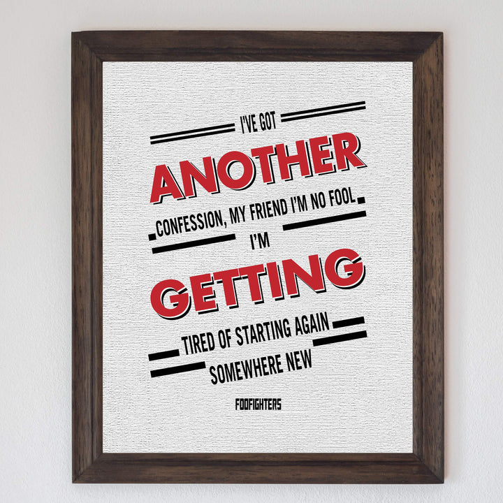 Foo Fighters-?Best of You?-Song Lyrics Wall Art- 8 x 10" Typographic Music Poster Print-Ready to Frame. Modern Home-Office-Studio-Bar D?cor. Perfect Grunge Gift for All Rock Music &amp; Foo Fans!
