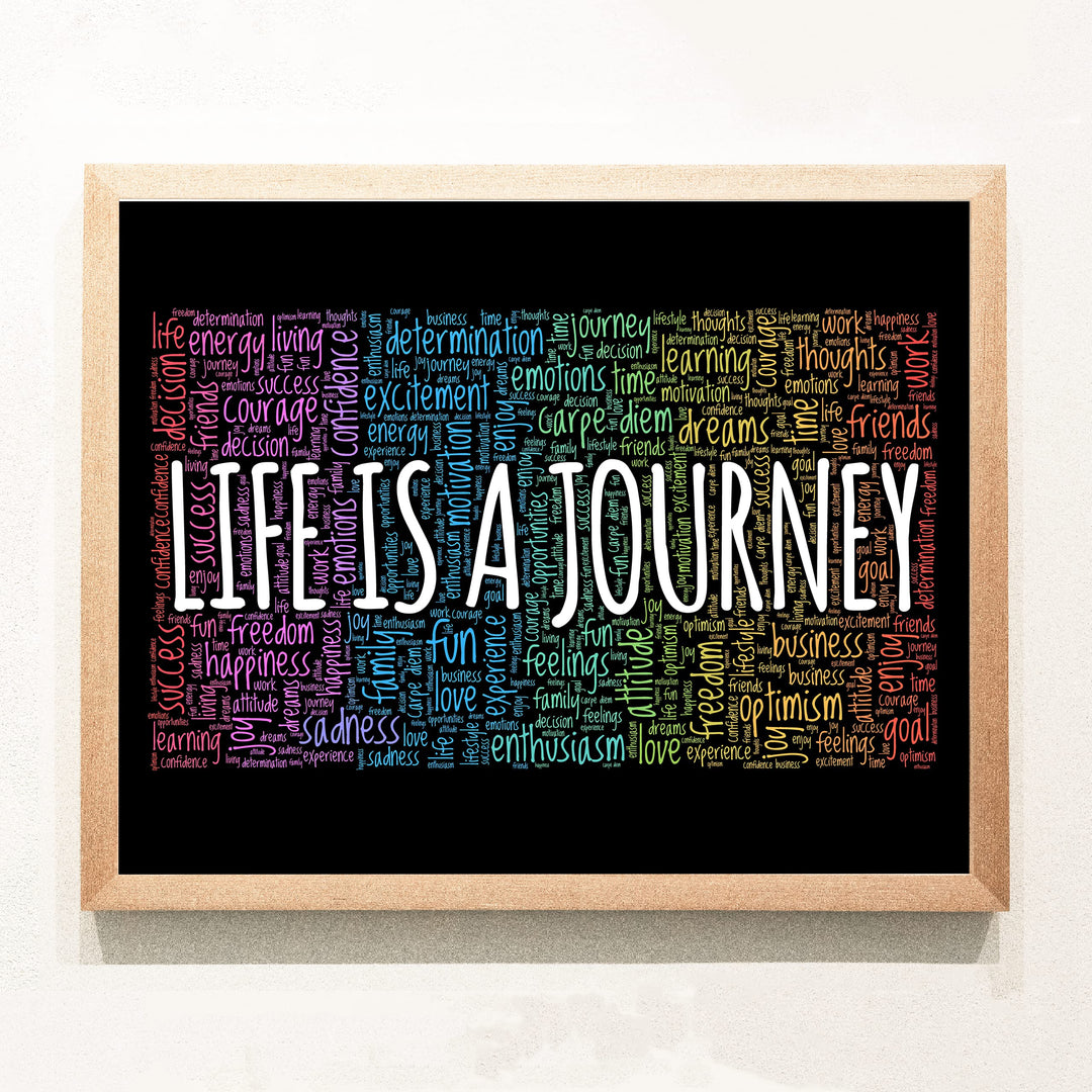"Life Is A Journey" Inspirational Quotes Wall Decor -14 x 11" Motivational Word Art Print -Ready to Frame. Home-Office-Classroom-Work Decor. Encouraging Words for Motivation &amp; Inspiration!