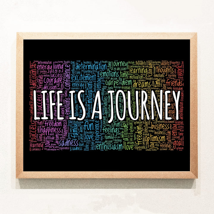 "Life Is A Journey" Inspirational Quotes Wall Decor -14 x 11" Motivational Word Art Print -Ready to Frame. Home-Office-Classroom-Work Decor. Encouraging Words for Motivation &amp; Inspiration!