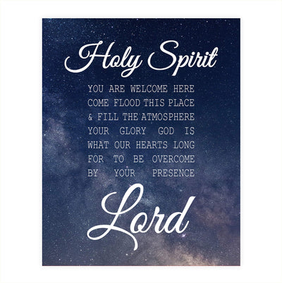 Holy Spirit-Overcome By Your Presence Lord-Bible Verse Wall Art -8 x 10" Starry Night Scripture Print-Ready to Frame. Inspirational Home-Office-Entryway Decor. Great Christian Gift of Faith!