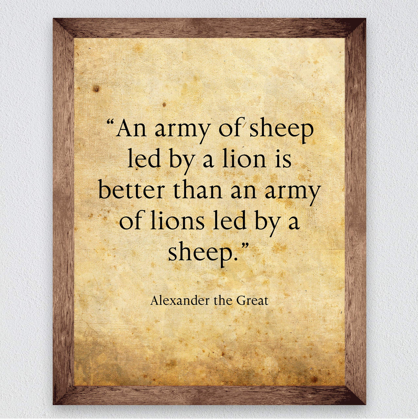 Alexander the Great-"An Army of Sheep Led By a Lion Is Better"-History Quotes Wall Art-8 x 10" Typographic Poster Print w/Lion Image-Ready to Frame. Motivational Home-Office-School-Cave Decor!