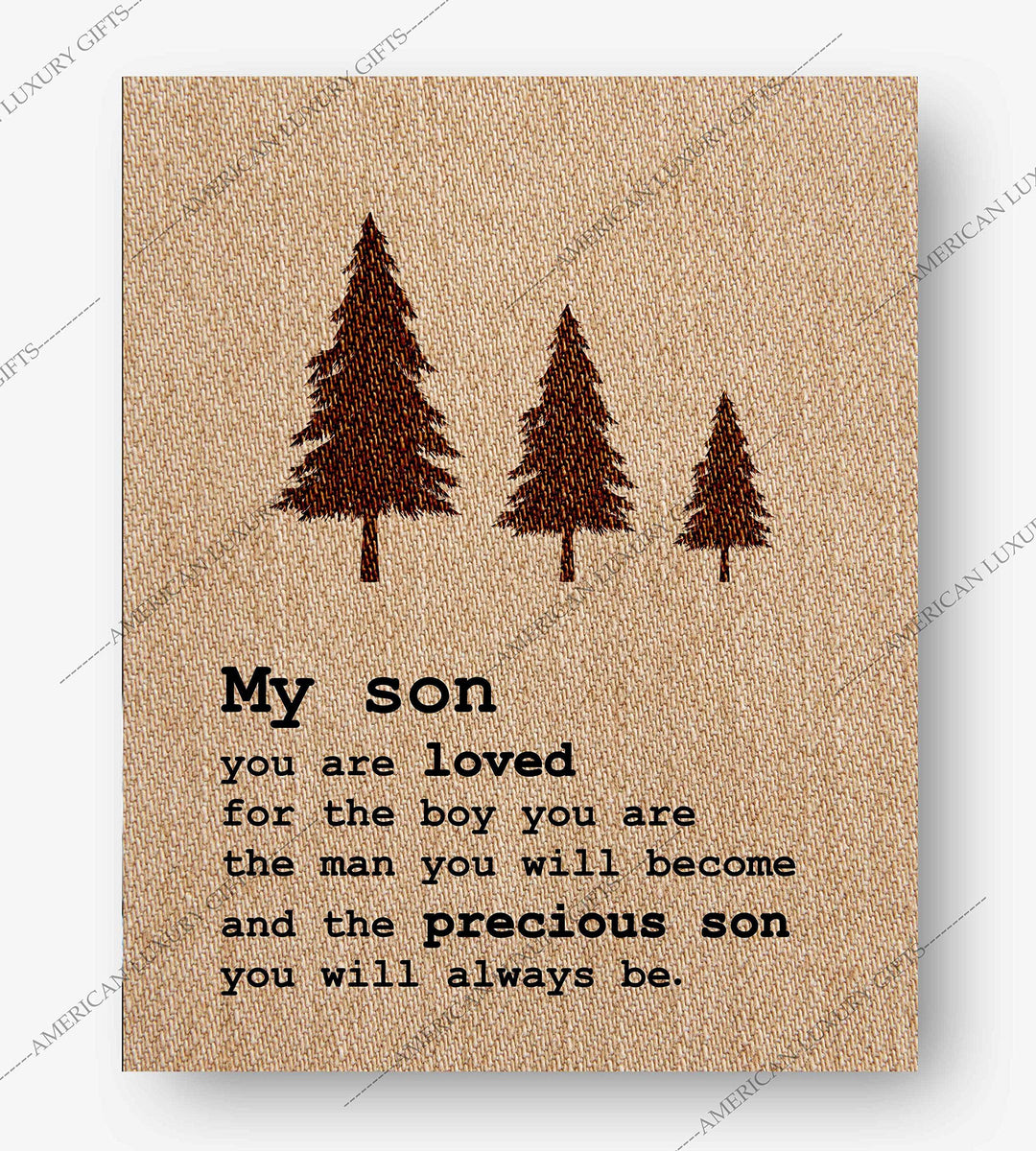 My Son-You Are Loved Inspirational Wall Art Sign -8 x 10" Replica Burlap Typographic Poster Print-Ready to Frame. Perfect Home-Bedroom-Nursery Decor. Lifetime Keepsake for Any Son On Any Occasion!