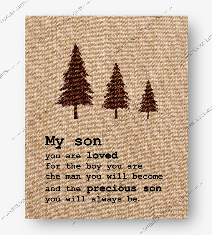My Son-You Are Loved Inspirational Wall Art Sign -8 x 10" Replica Burlap Typographic Poster Print-Ready to Frame. Perfect Home-Bedroom-Nursery Decor. Lifetime Keepsake for Any Son On Any Occasion!