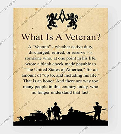 "What Is A Veteran"-Patriotic Wall Art Sign -8 x 10"