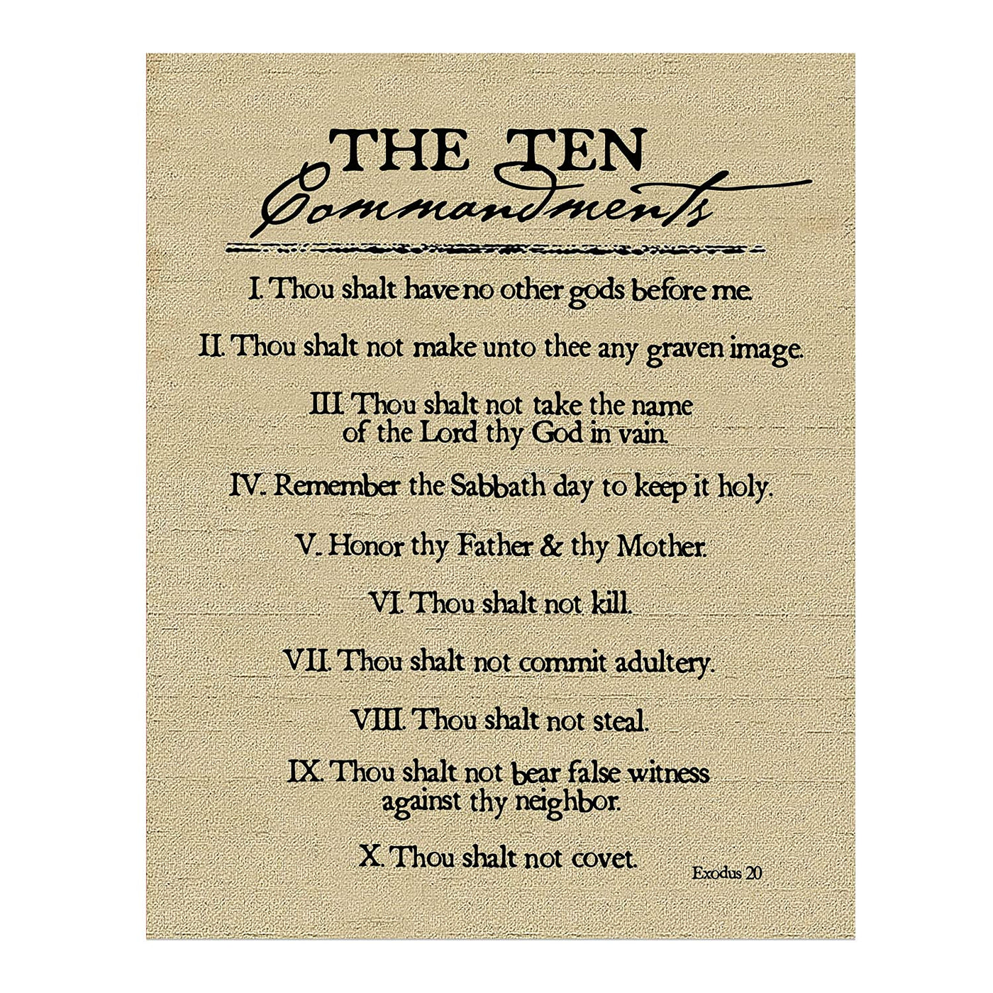 "Ten Commandments"-Exodus 20 -Bible Verse Wall Art-11 x 14"