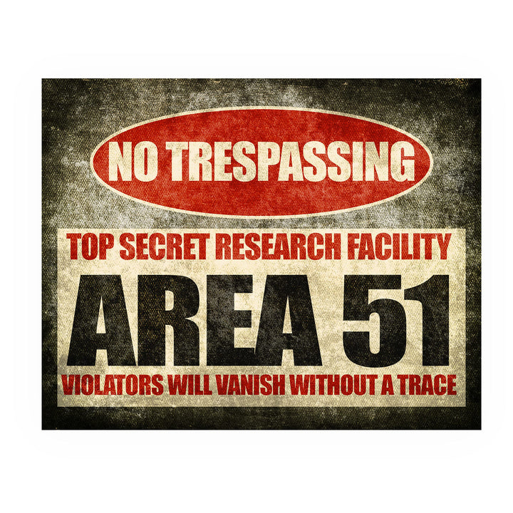 Area 51-No Trespassing-Top Secret-Funny Military Sign - 8 x 10" Rustic UFO Wall Art Print-Ready to Frame. Humorous Decor for Home-Office-Garage-Cave-Shop. Fun Alien &amp; Conspiracy Theory Gifts!