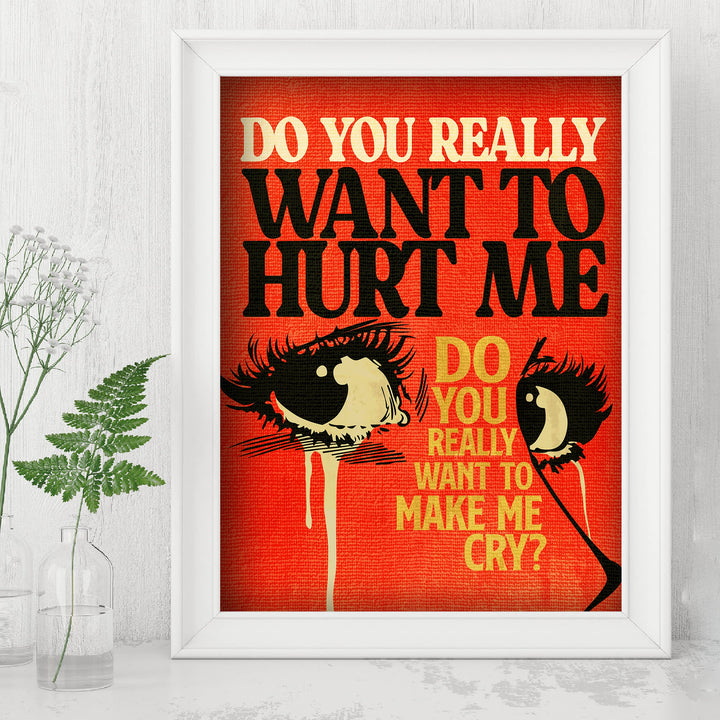 Do You Really Want To Hurt Me-Song Lyrics Wall Art -8 x 10" Typographic Word Art Print-Ready to Frame. Retro Home-Office-Studio Decor. Perfect Gift for Culture Club Band &amp; All Pop-Rock Music Fans!