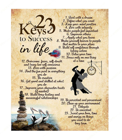 23 Keys to Success in Life Motivational Wall Art Sign -11 x 14" Inspirational Poster Print-Ready to Frame. Home-Office-School-Dorm Decor. Perfect for Classrooms! Great Successful Tips for All!