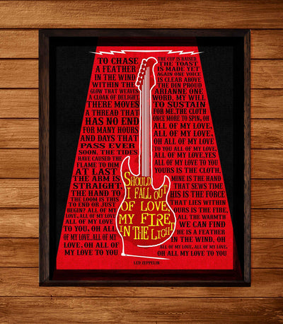 Led Zeppelin-"All My Love" -Song Lyrics Wall Sign -11 x 14" Rock Music Poster Print-with Guitar Image-Ready to Frame. Home-Office-Studio-Bar-Cave Decor. Perfect Anniversary Gift for Zeppelin Fans!