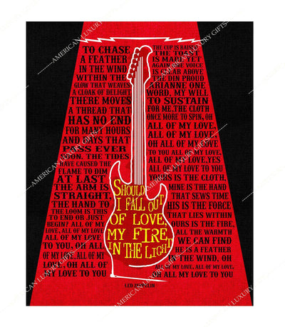 Led Zeppelin-"All My Love" -Song Lyrics Wall Sign -11 x 14" Rock Music Poster Print-with Guitar Image-Ready to Frame. Home-Office-Studio-Bar-Cave Decor. Perfect Anniversary Gift for Zeppelin Fans!