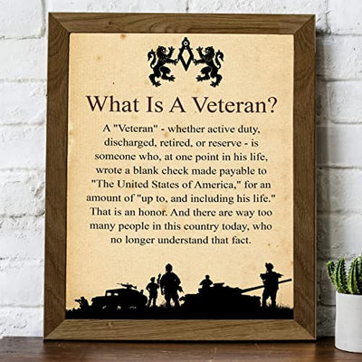 "What Is A Veteran"-Patriotic Wall Art Sign -8 x 10"