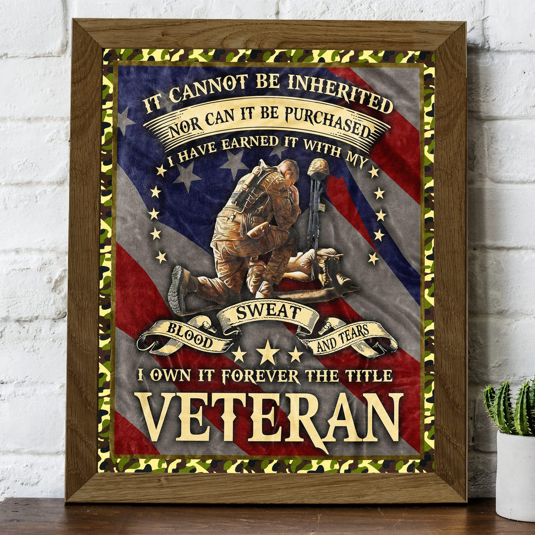 I Own It Forever-The Title Veteran American Military Wall Art -8 x 10" Patriotic USA Flag Print -Ready to Frame. Home-Office-Garage-Bar-Shop Decor. Great Gift of Gratitude for Military-Veterans!